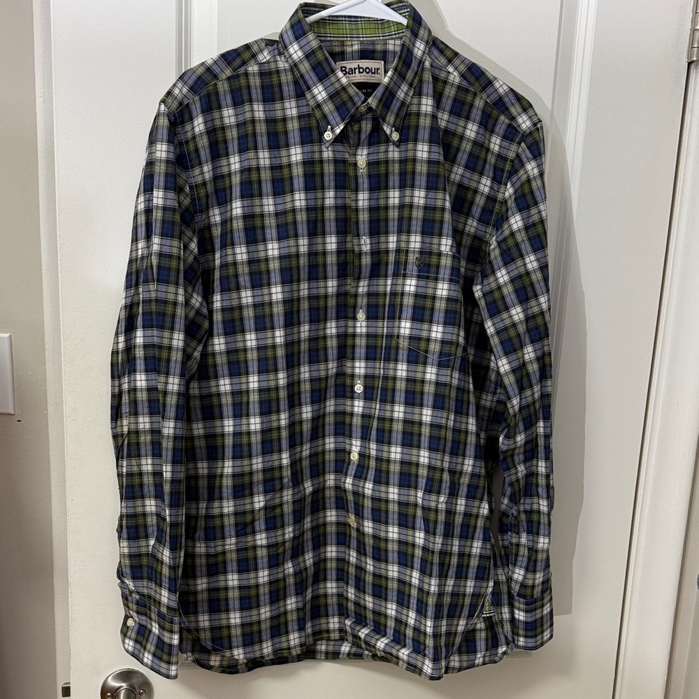 Barbour Men's Navy and Forest Check Shirt